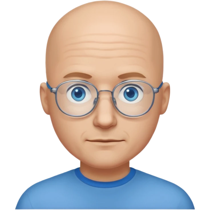 bald man with blue eyes and eye glasses oh well emoji