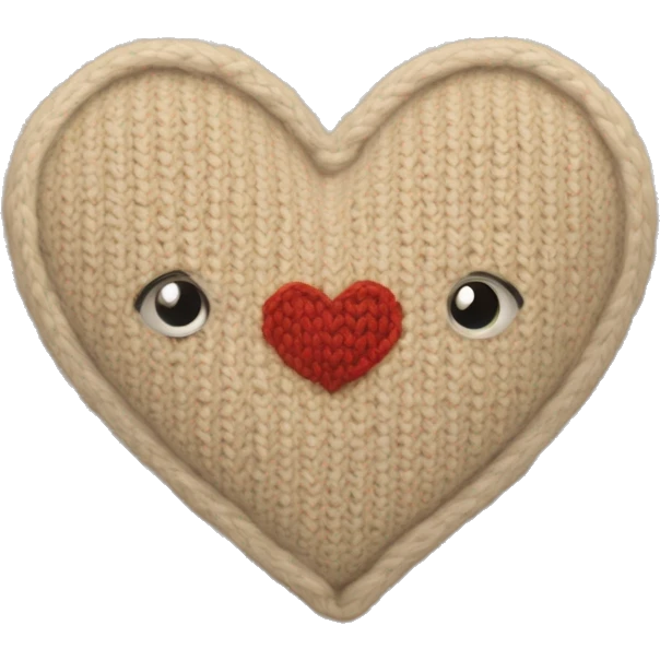Knitted beige heart with a D emoji