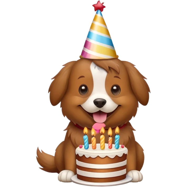 Dog with Happy Birthday  cake emoji