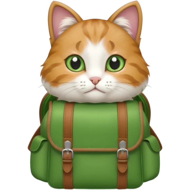 baby cat wear green backpack emoji