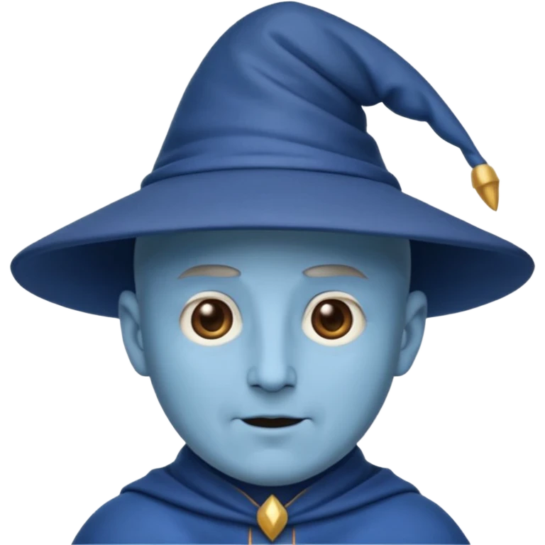 Now a wizard emoji, but still bald with no hat, neutral face, blue skin. emoji