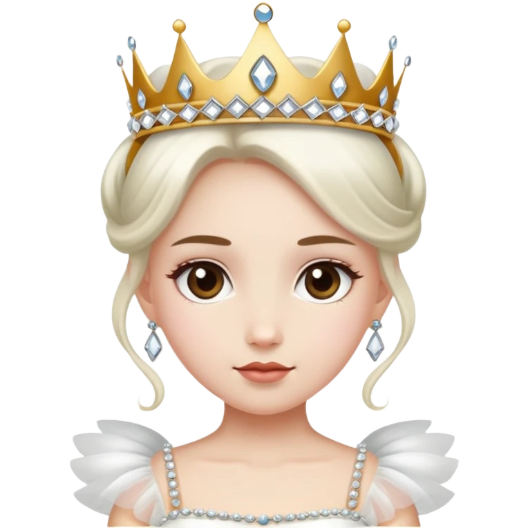 Very elegant and beautiful white Nice with a tutu ballet and a jewelled crown emoji