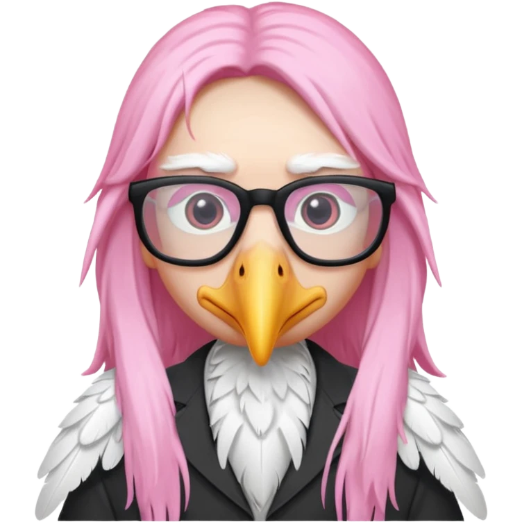 long hair stork with glasses  emoji