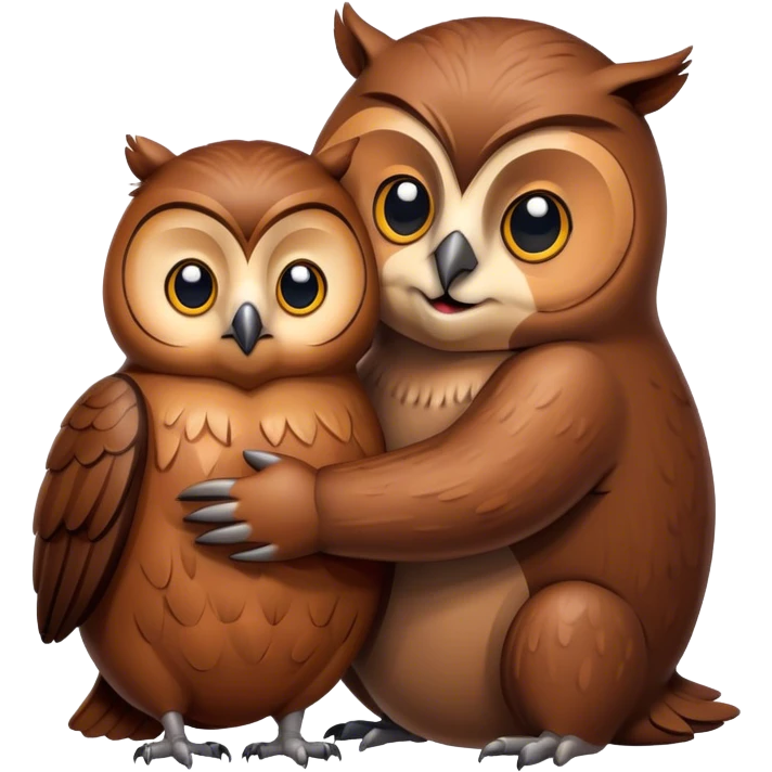 owl hugs beaver emoji