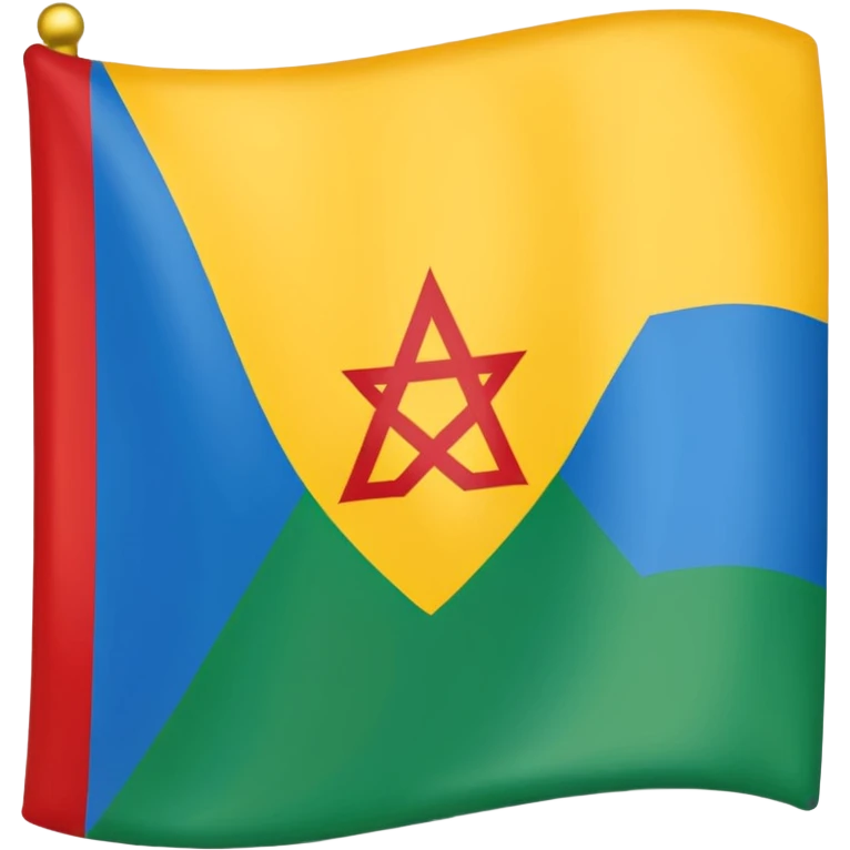 Bandera de tres líneas hariba azul medio verde con el alfabeto amazigh rojo abajo amarillo emoji