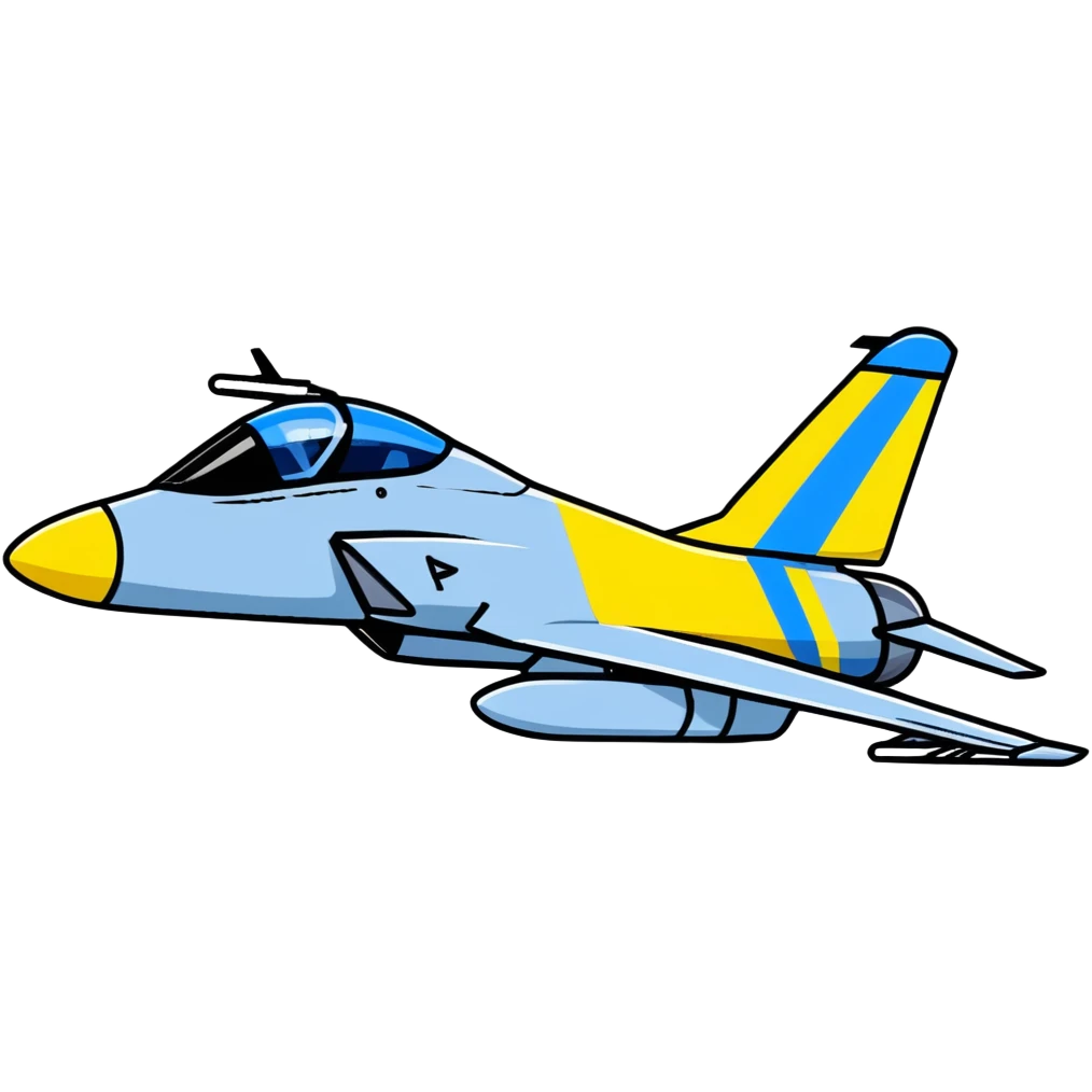 Modern Ukrainian fighter aircraft with blue and yellow flag colors, combat plane emoji