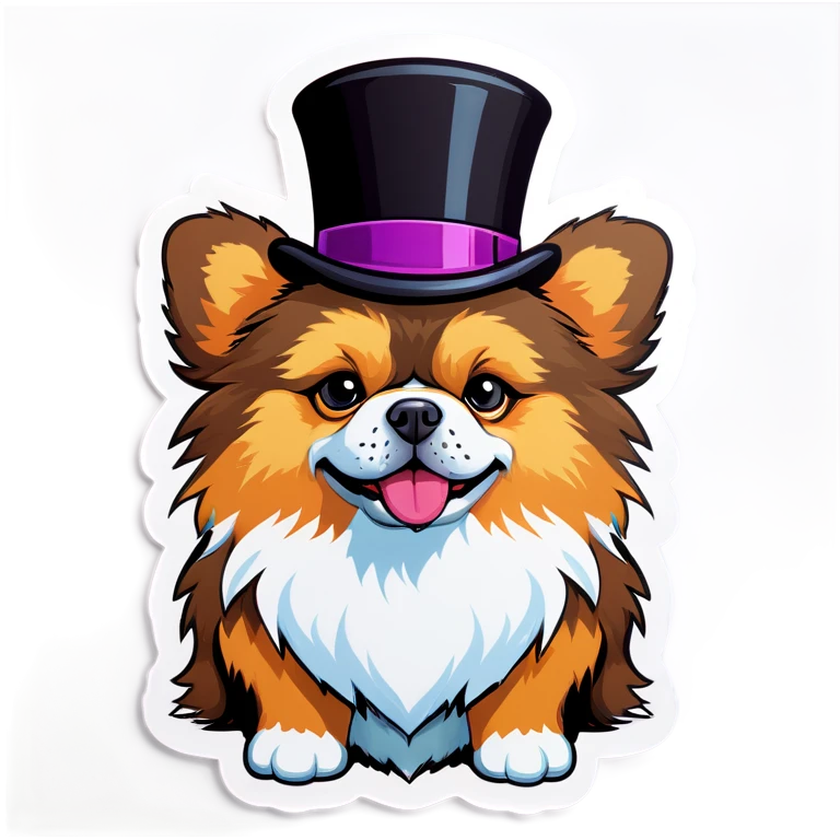 fluffy dog with top hat emoji