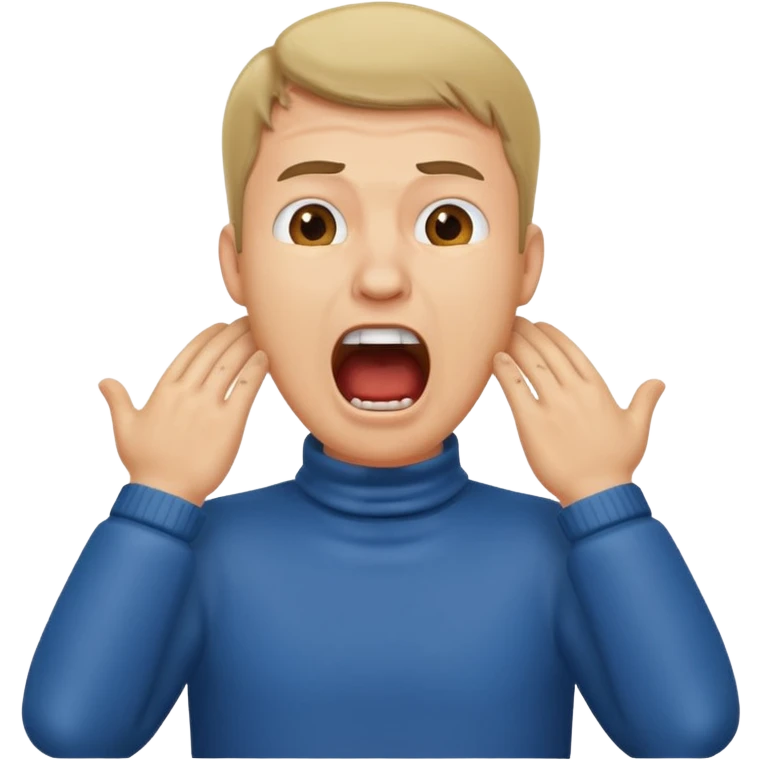 a guy putting hands on his neck screaming  emoji