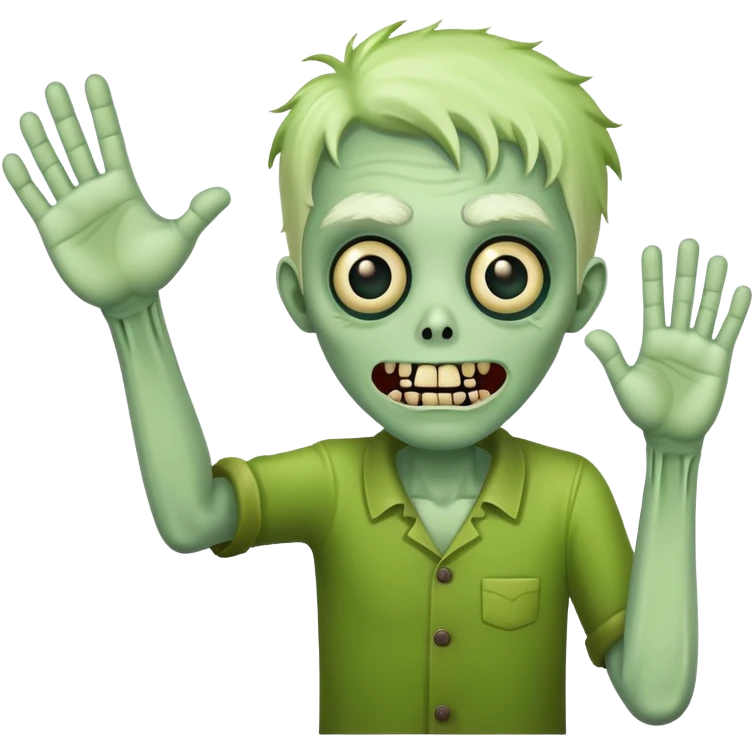 friendly green zombie waving hand saying hello emoji