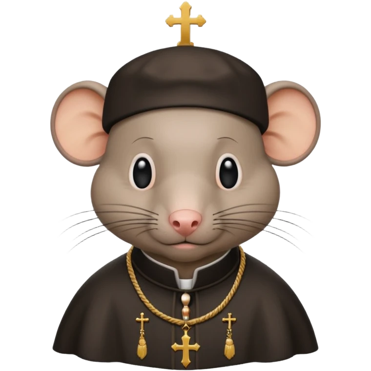 A rat with a Catholic tonsure style haircut with a big bald patch in the middle of his head emoji