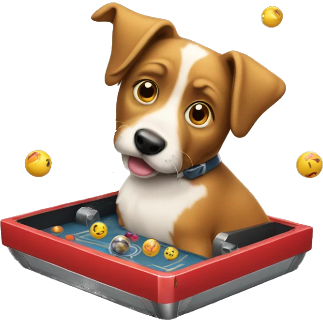 Dog playing pinball emoji