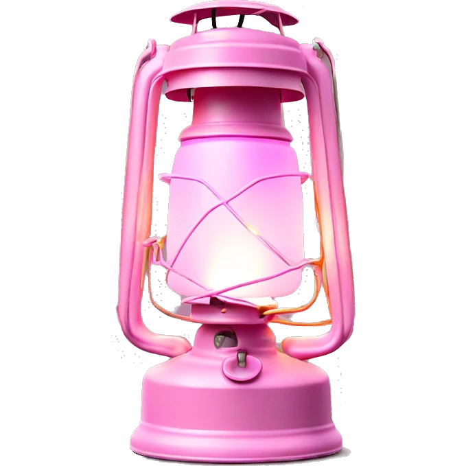 Realistic camping light pink lit camping lantern lisolated. emoji