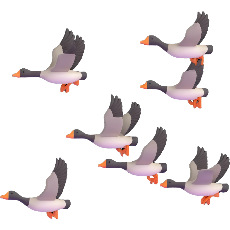 small Canadian geese flying in a classic V formation, lead goose at the right, easily identifiable as Canadian geese, for encouragement emoji
