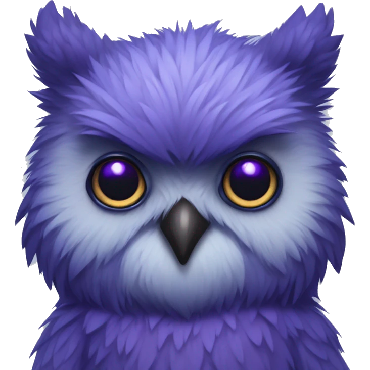 blue owlbear bear cub body purple eyes owl beak emoji