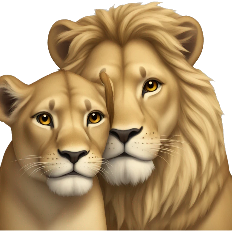 lioness and lion cuddling emoji