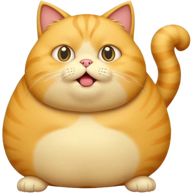 cute yellow fat cat confused whole body emoji