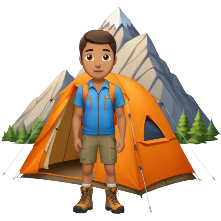 Man + orange tent,Mountain Campers. emoji