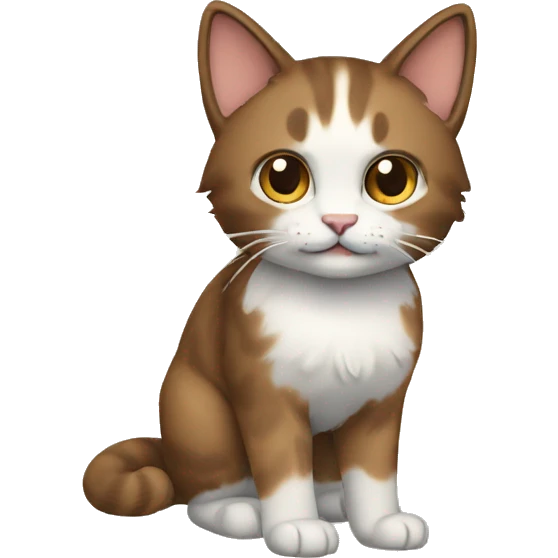 furry cat, brown tail, full body emoji