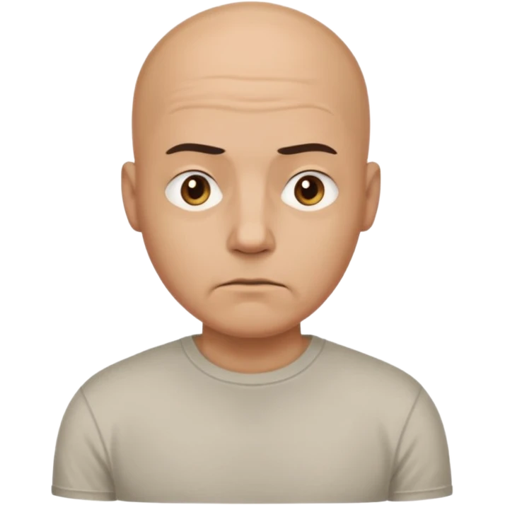 bald man with t shirt with doubting face emoji