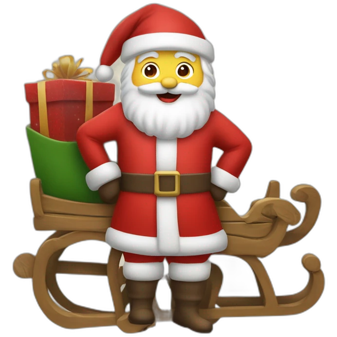 Pere noel sur son traîneau avec ces rennes  emoji