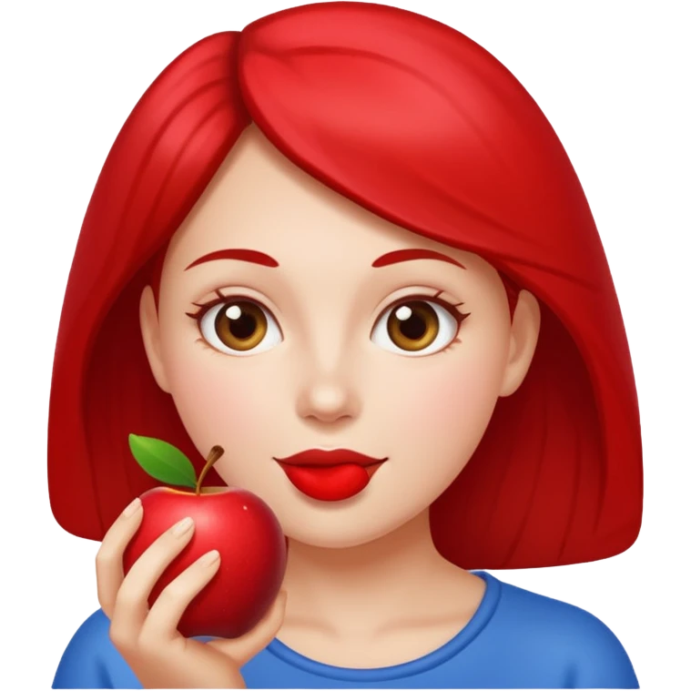 emoji of woman eating a red apple emoji