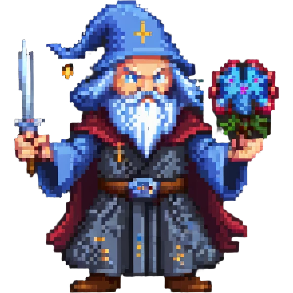 wizard fighting a brain emoji
