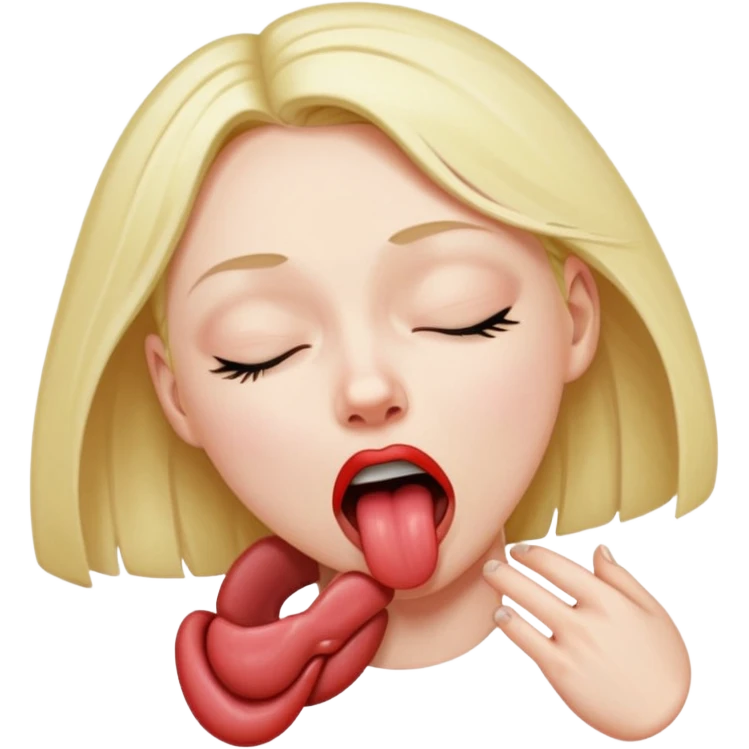 woman strangling herself with tongue out and eyes closed  emoji