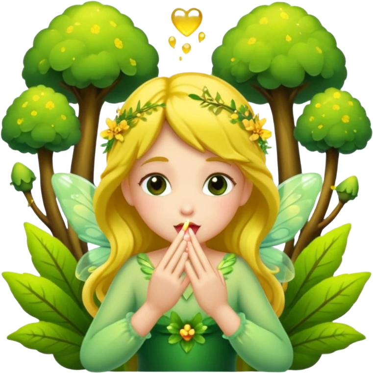 forest fairy blowing glowing kiss pollen emoji