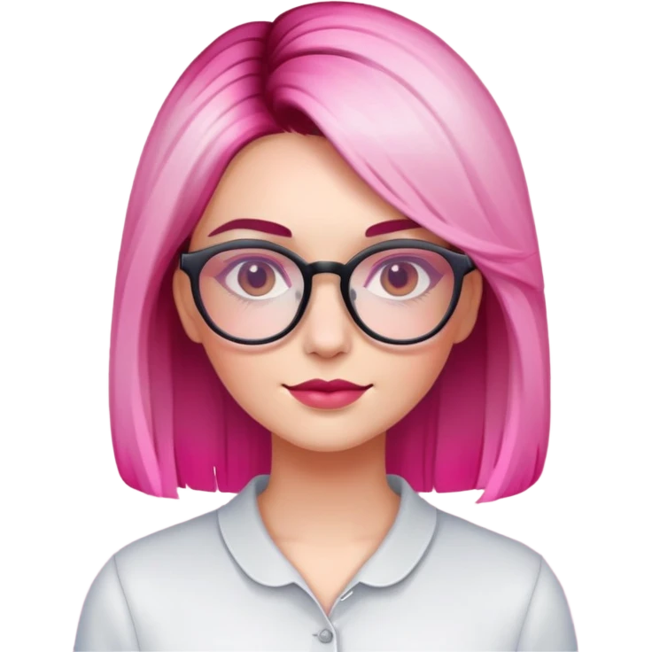 woman with gradient hair from dark to pink with glasses emoji