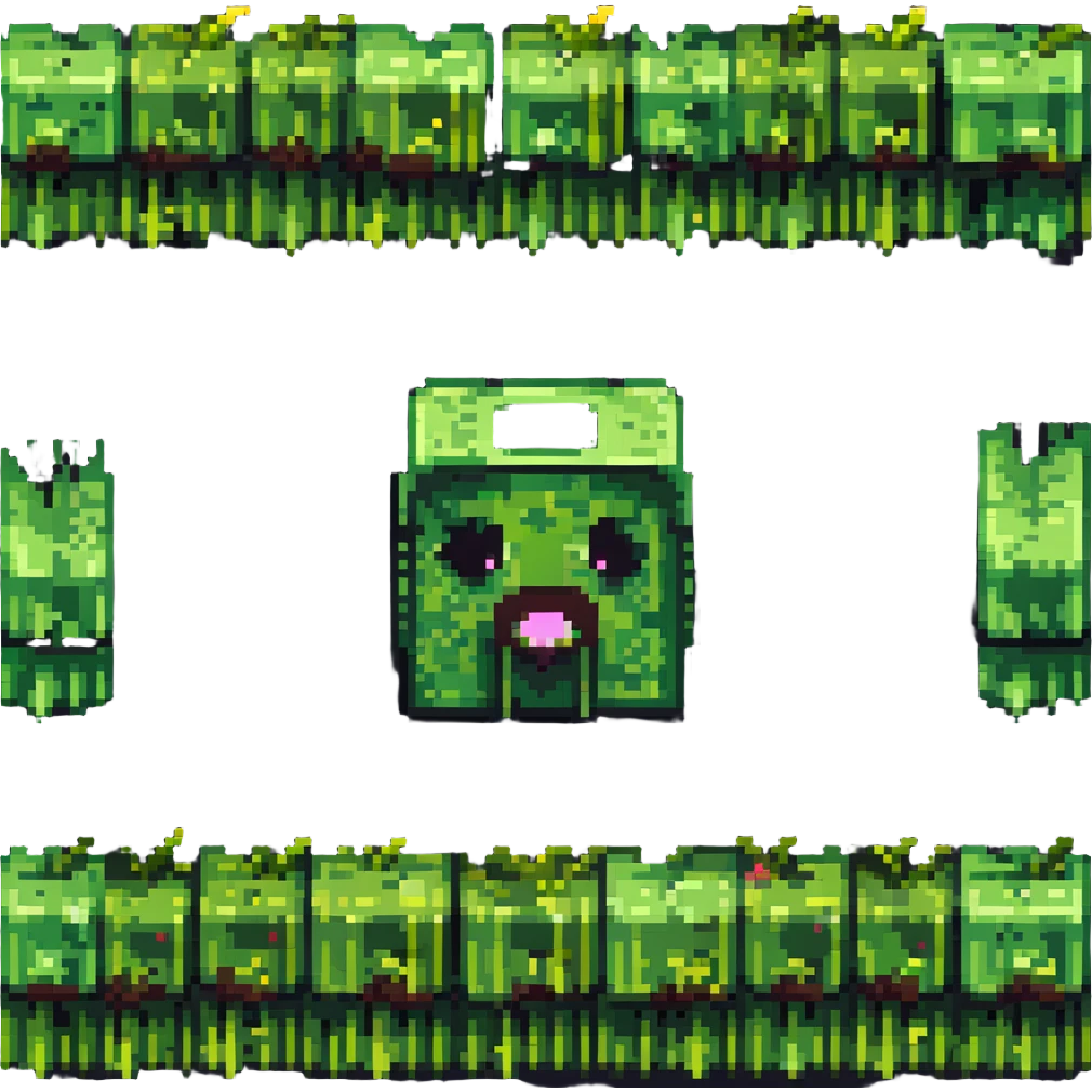 maximum blocky ultra-abstract pixel art Minecraft grass block emoji with only 2-4 large square pixels emoji