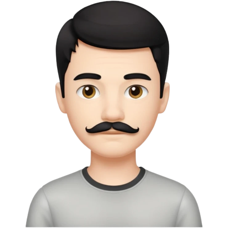 Very handsome white skin Teenboy with medium Short black hair and mustache emoji