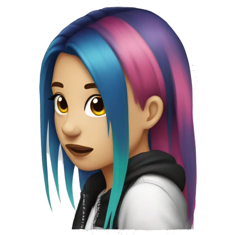 Emo girl with colorful hair emoji