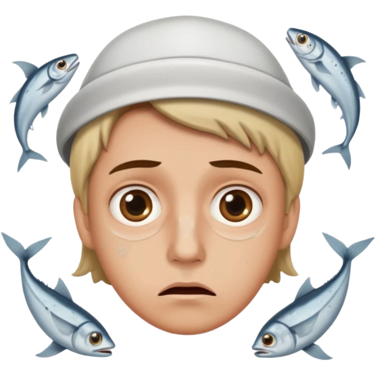 una persona con cara de anchoa preocupado con cara de anchoa el pez anchoa pero en la cara las anchoas emoji