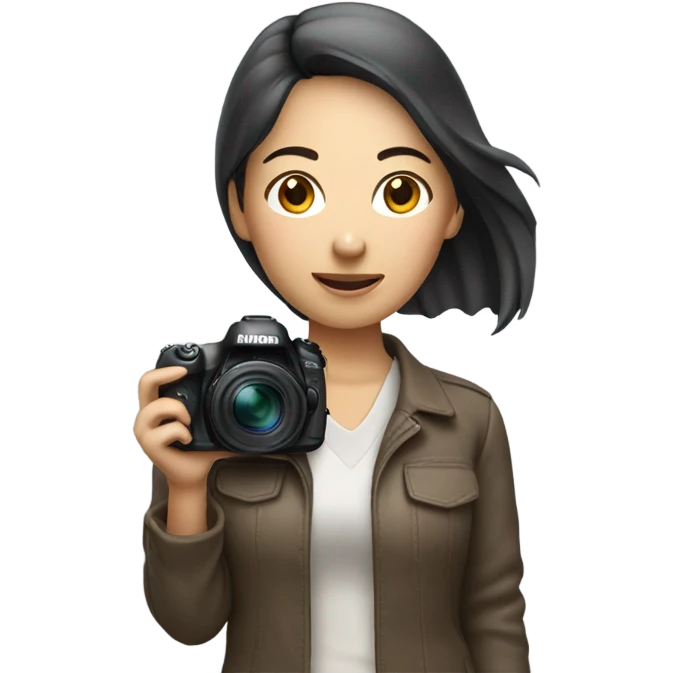 asian woman holding a nikon camera emoji