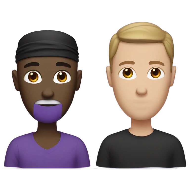 a white guy in a black head and mouth covering with a purple shirt  emoji