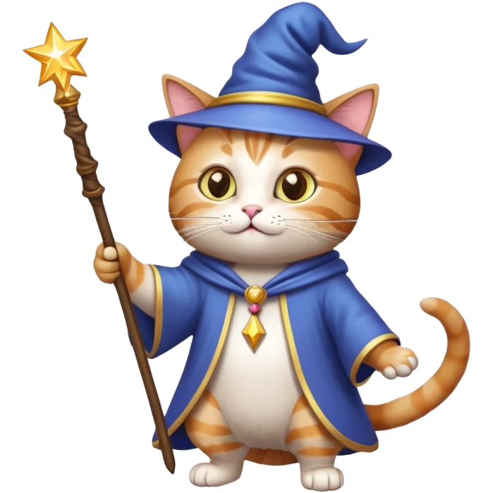 cat wizard with magic wand casting spell emoji