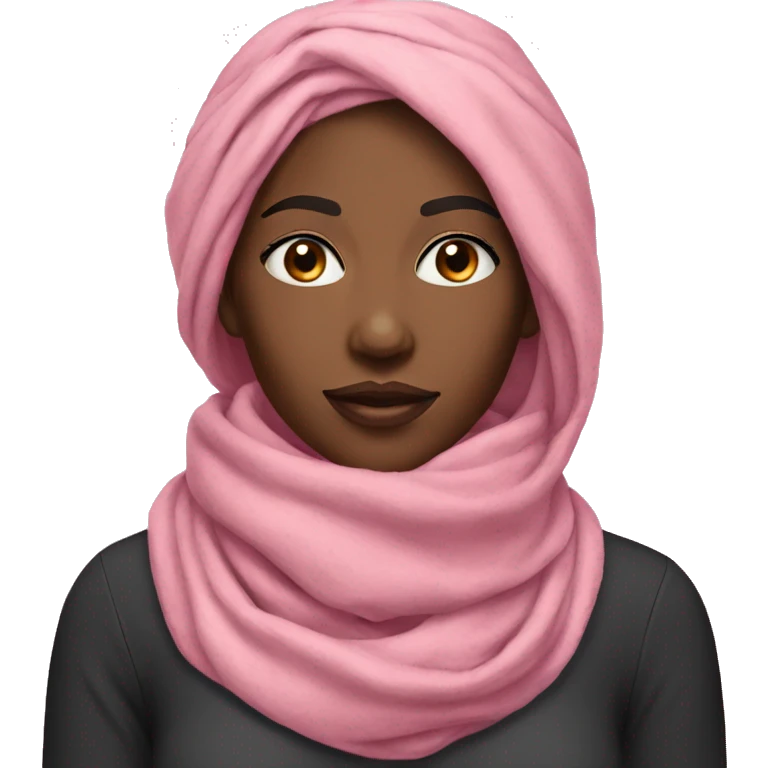 Pink winter pretty black woman with pink neck scarf  emoji