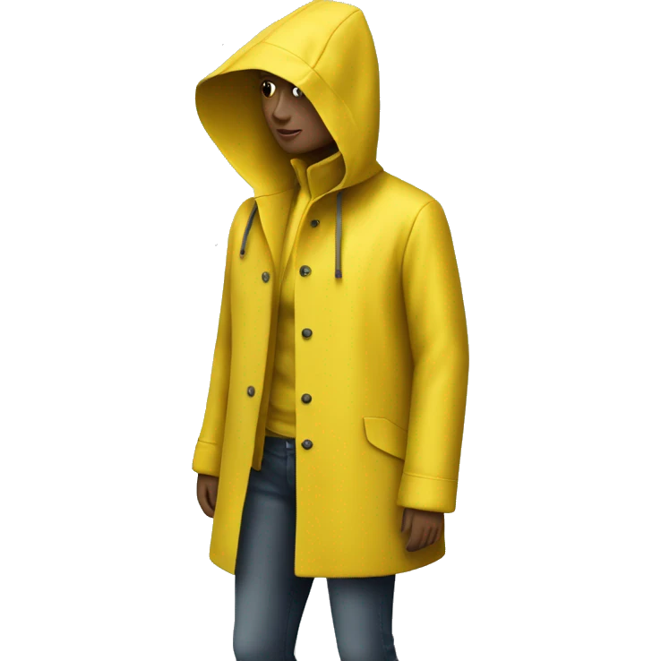 A mannequin wearing a yellow raincoat emoji