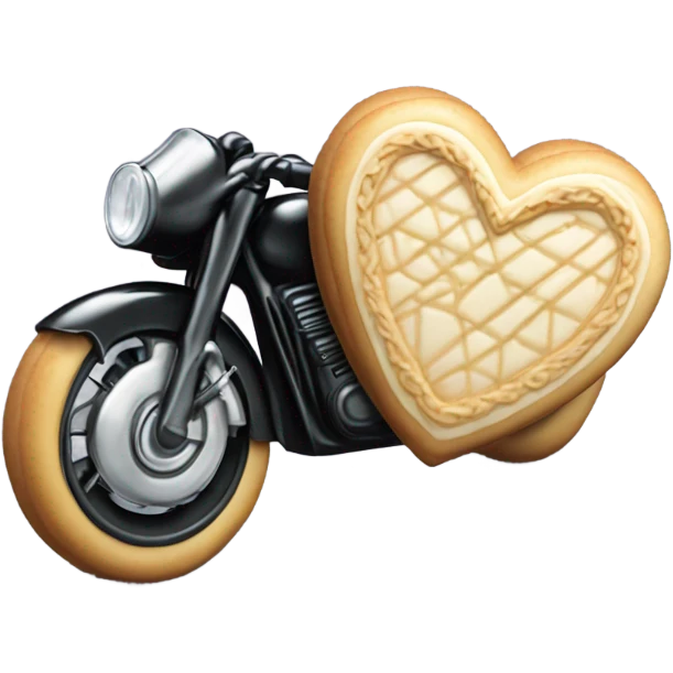 cookie heart with black motorbike  emoji