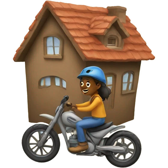 Dee riding a house emoji