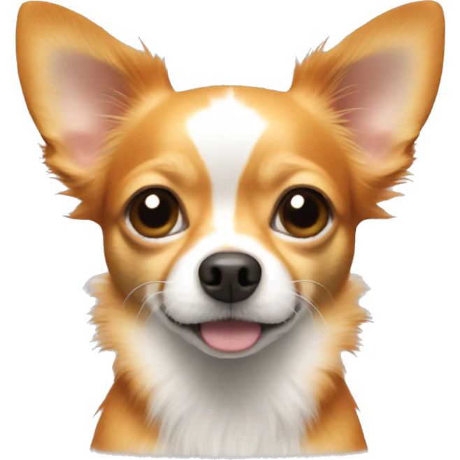 Orange chihuahua with a white spot on the muzzle and long fur emoji
