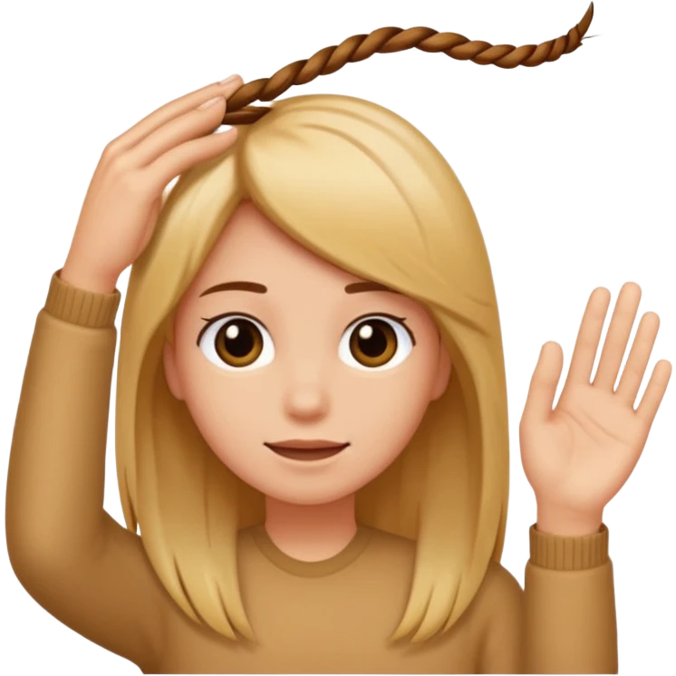 close-up of fingers touching a strand of hair, iOS emoji style emoji