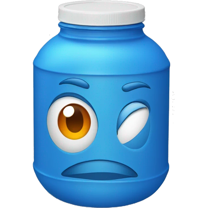 1 Orange plastic bottle with a blue lid and blue label emoji