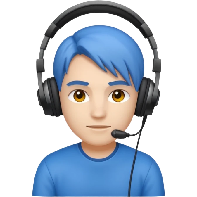 Créame un personaje de Blu strike tipo gamer con audífono y resolución HD emoji