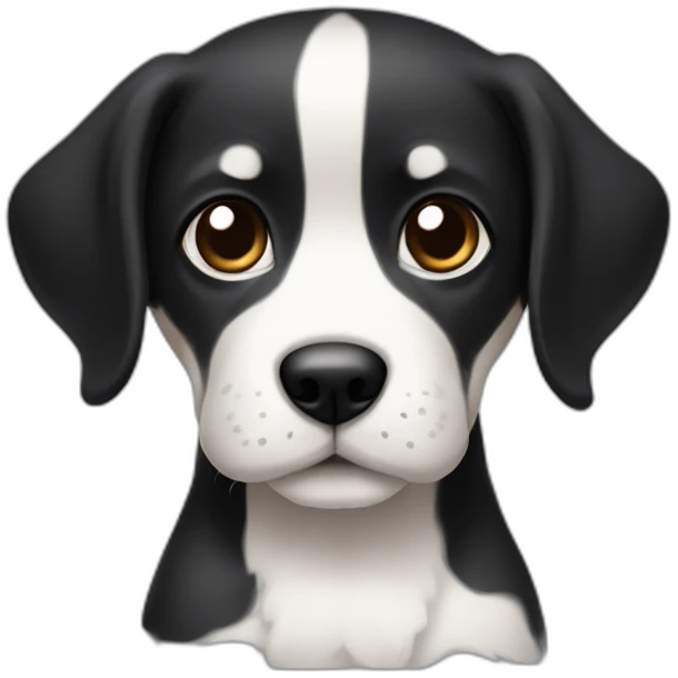 Cachorro shitszu preto e branco com língua pra fora  emoji