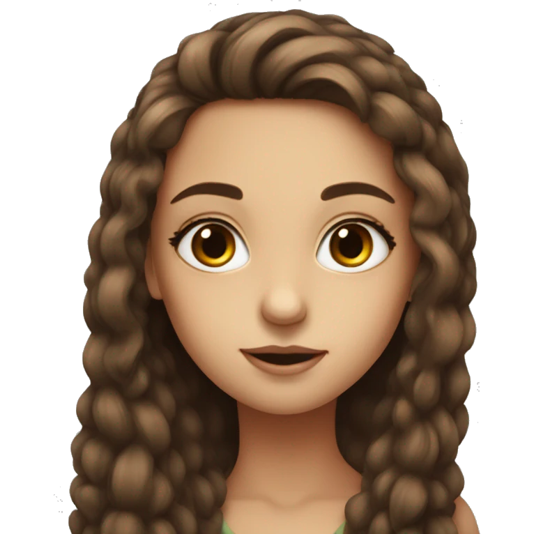 girl with long brown hair, long eye lashes, gorgeous emoji