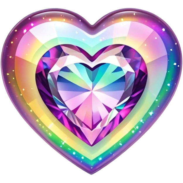 heart shaped mystic topaz holographic charm with rainbow sparkles emoji