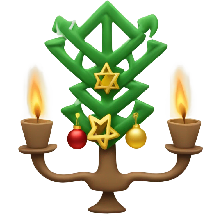 A mix between a Christmas tree and a menorah  emoji