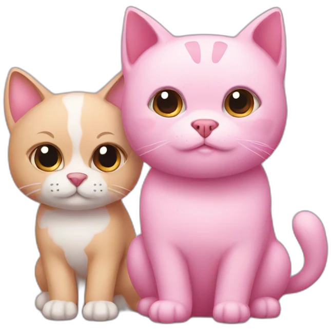 Pink cat and dog emoji