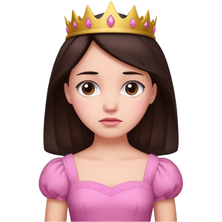 Sad princess in pink dress with dar brown hair emoji